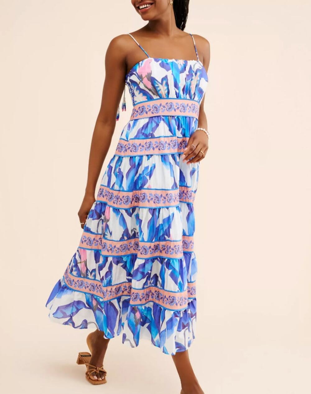 FARM Rio x Anthropologie Foliage Tropical Floral Midi Dress Size S